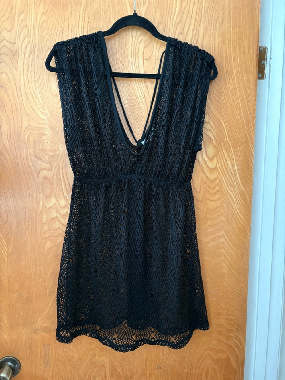Miken Black Crochet Swim Coverup M - Picture 1 of 7